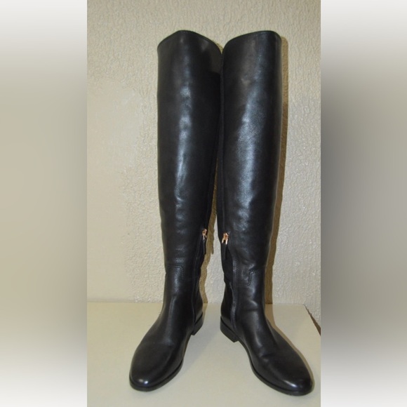 Tory Burch Sz 7 Black Leather & Suede Knee High Riding Boots
